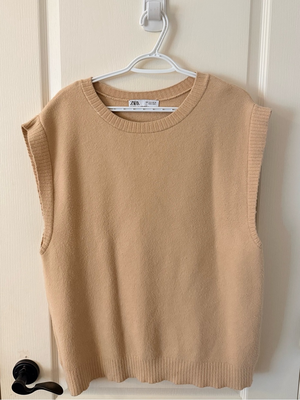 ZARA Camel/Tan Oversized Sleeveless Knit Vest